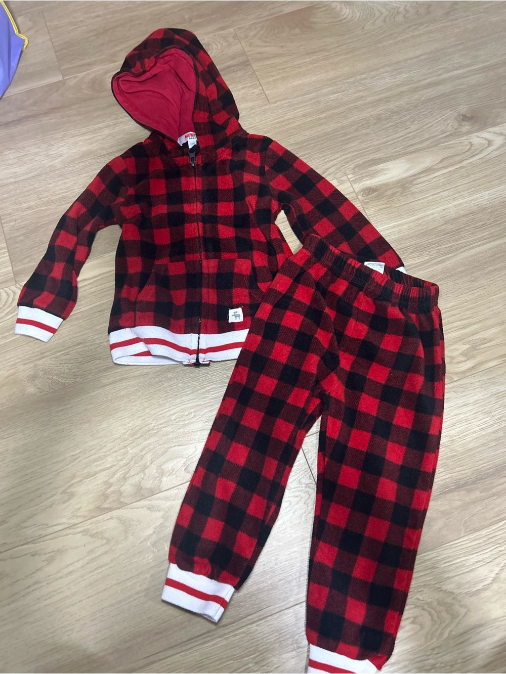 Red and Black Buffalo Plaid Kids Matching Set Hoodie & Joggers